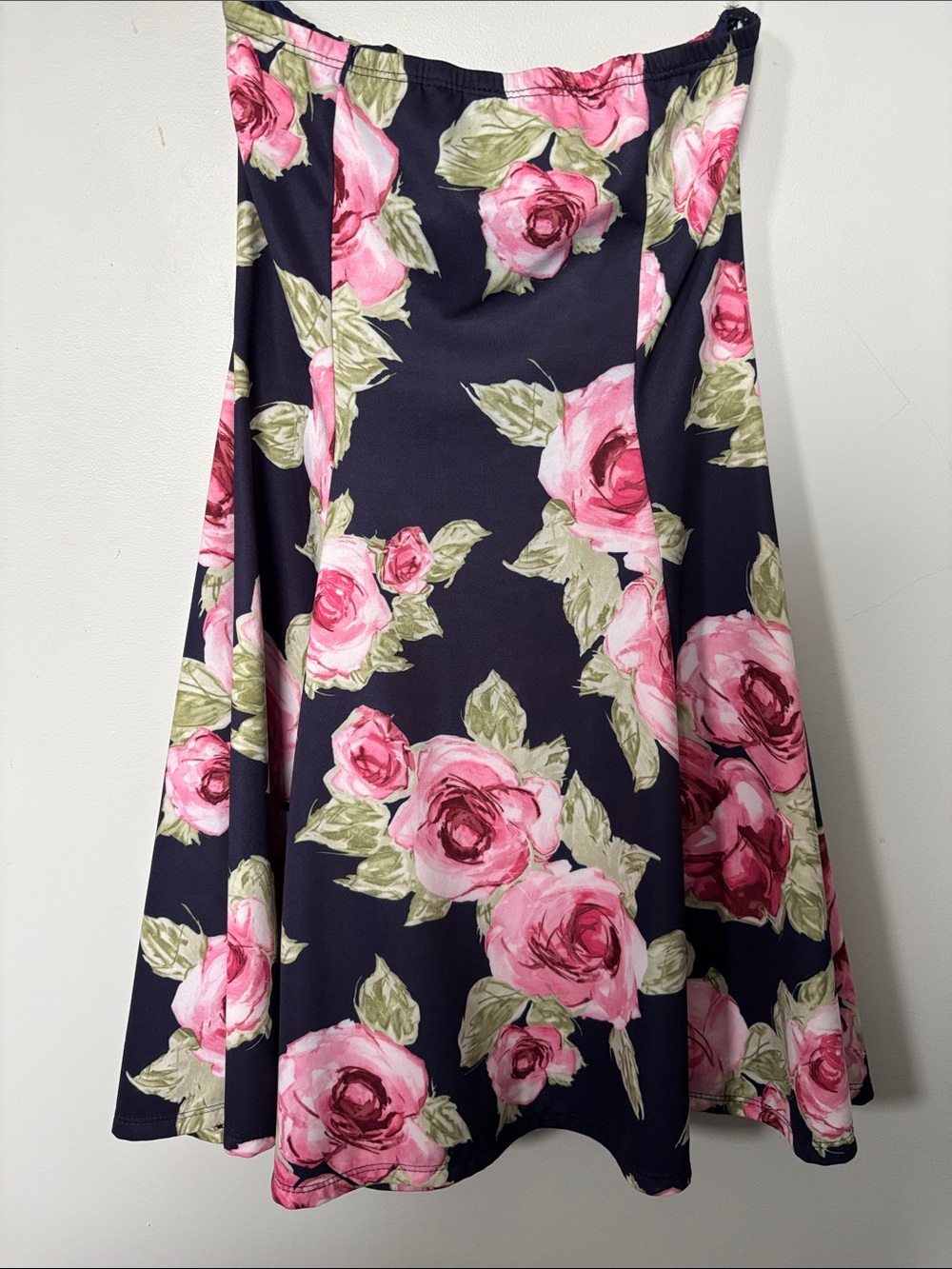 Noble U Navy Dress with Pink Rose Print - Picture 2 of 3
